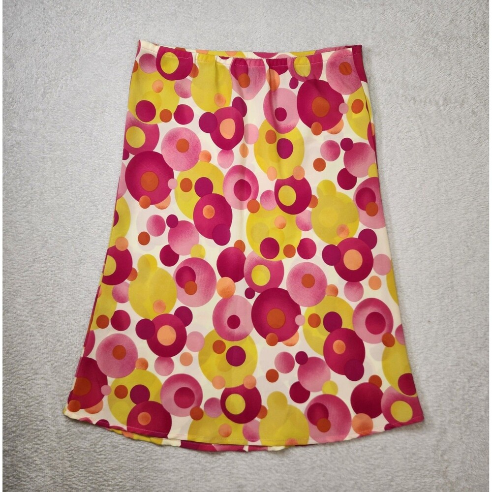 Ivory Women's M A-Line Skirt Elastic Waist Chiffon Midi Pink/Yellow